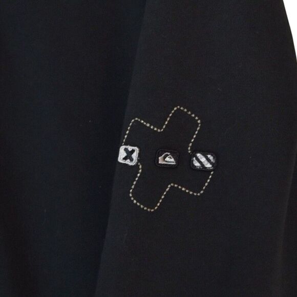 Vintage Quiksilver Full Zip Hoodie XL Black Satin Lined Streetwear Skater Y2K - Picture 3 of 7